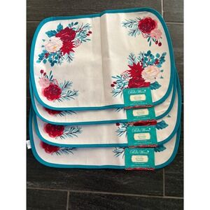 The‎ Pioneer Woman Reversible Placemats White Floral Red Plaid Set of 4